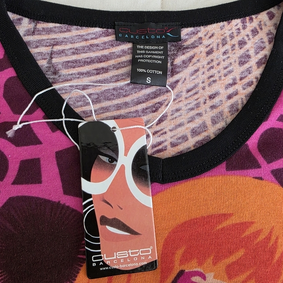 NWT Vintage Deadstock Custo Barcelona/Hayes Graphic Long Bell Sleeve T-shirt - Picture 2 of 6